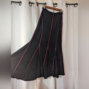Black And Pink Spandex Material Maxi Skirt